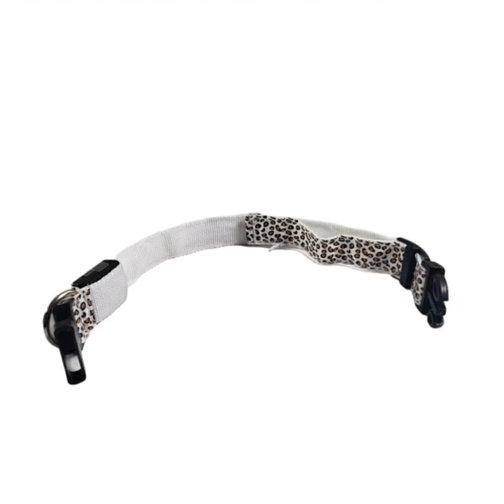Animal Print Dog Collar with 3 Settings White LED